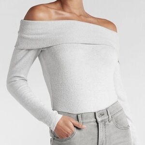 Express Grey Off-Shoulder Sweater